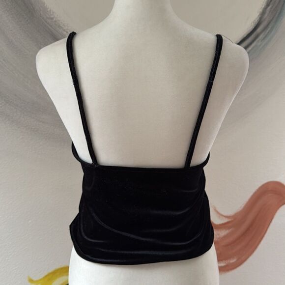 Forever 21 black velvet tank top. Spaghetti strap. Size medium. - Picture 3 of 4